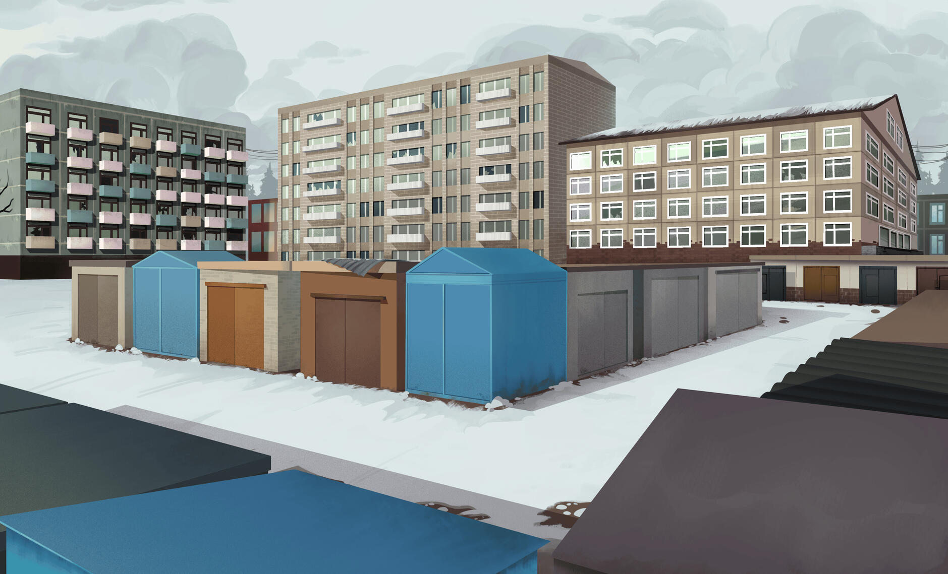 Kazakh Street Concept Art (Procreate)